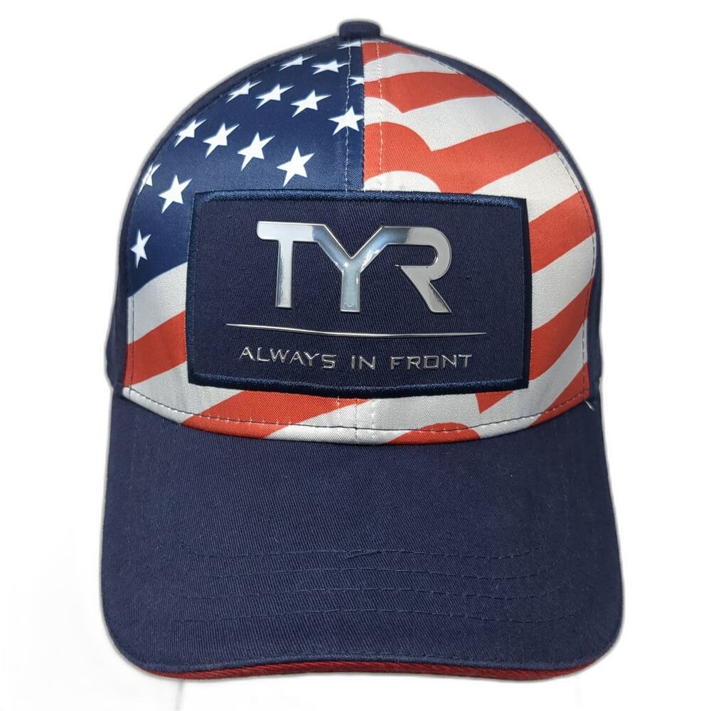TYR Always In Front U.S. Flag Fitted Baseball Cap Multicolor Large Embroidered